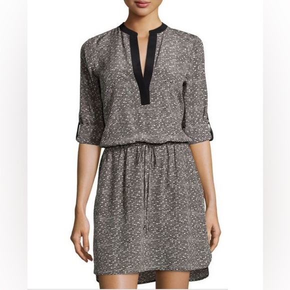Vince Tunic Monochrome Long Sleeve Dress Size Small - Picture 1 of 11